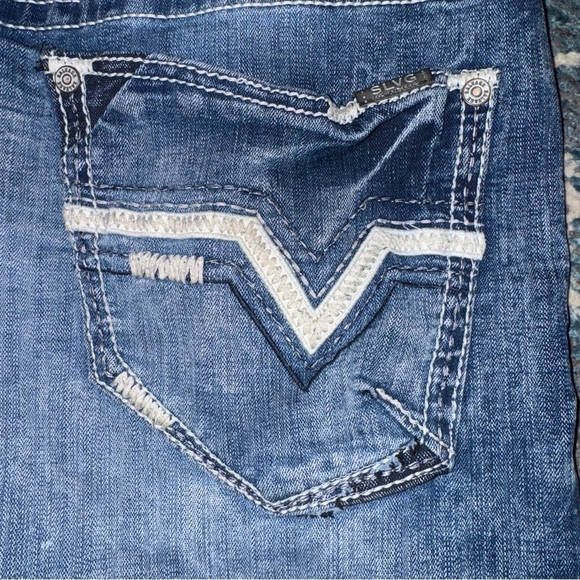 Salvage Anarchy Men’s Jeans SZ 36/29 Fading Whiskering Distressed Dark Wash - Picture 2 of 12